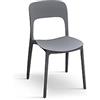 PAZZO DESIGN Sedia Luana, Set Da 4 Sedie, Grigio, Polipropilene, Cucina, Sala Da Pranzo, Giardino, Impilabili - id_1953
