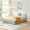 [en.casa] Struttura Letto Francese 140x200 cm con Zona di Riposo Ribaltabile Contenitore Letto a 2 Piazze Rivestito in Tessuto Effetto Lino - Beige