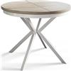AlpiMeble Tavolo da Pranzo Allungabile, 90-170 cm, Sonoma | Tavolo da Pranzo Rotondo, Tavolo Allungabile, Tavolo da Soggiorno, con Gambe in Metallo di Colore Bianco, Collezione Bergo