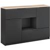 Vicco Cassettiera per camera da letto Betti Antracite/Sonoma 120x83.6 cm | 2x porta, 2x cassetto e 1x scomparto aperto, per la conservazione e l'organizzazione di oggetti di uso quotidiano