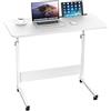 EXSELTMAN Scrivania Mobile con Ruote per Computer, Regolabile in Altezza, Tavolino da Letto con Slot per Schede, 80x40x69-90cm