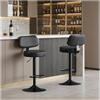 WOLTU Sgabelli Cucina Set 2, con Schienale, Pelle Sintetica, Antracite | Sgabello Girevoli a 360° , Regolabili in Altezza, Sedie da Bar con Poggiapiedi, in Metallo, per Cucina, Bar, Ristorante