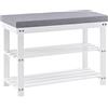 APICIZON Scarpiera in bambù, con 3 livelli, 70 x 28 x 50 cm, con seduta imbottita, per Porch, soggiorno, camera da letto, bagno, bianco