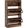 GIANTEX Scarpiera Salvaspazio Slim a 4 Livelli, Portascarpe in Legno con 2 Ante a Ribalta, 1 Ripiano Aperto, Doppia Profondita, Mobile Porta Scarpe Moderna, 60 x 24 x 102 cm (Marrone)
