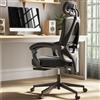 Dowinx Sedia da ufficio ergonomica con poggiatesta e supporto lombare, direzionale con poggiapiedi, regolabile in altezza e schienale, mesh, 150 kg, nero