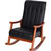 Mendler Sedia a Dondolo nordica Elegante HWC-K10 97x62x82cm Legno Scuro Ecopelle Nero