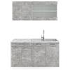Vicco Cucina monoblocco R-Line, Calcestruzzo, 140 cm, PL Marmo, adatto a spazi piccoli, espandibile in modo modulare