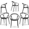 REDÒKASA Set 6 sedie in polipropilene CHIARA, impilabile, design moderno, ideale per sala da pranzo, soggiorno, cucina, sala d'attesa, bar, ristoranti (6, Antracite)