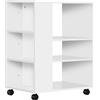 Vinsetto Mobiletto per stampanti e accessori per ufficio su ruote con 3 ripiani laterali e 2 freni Carico 30 kg per camera da letto cucina soggiorno 60x40x75,8 cm Bianco