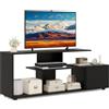 GIANTEX Mobile TV per TV fino a 55 pollici, supporto TV con 3 ripiani, armadio con porta, 4 piedi regolabili e 1 supporto per TV, panca per camera da letto, soggiorno (nero)