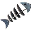 BRABOSTON Scaffale da parete a forma di pesce blu invecchiato, stile fattorie, in legno, organizer galleggiante, libreria, per corridoio, bagno, camera da letto, fattorie, a lisca di pesce