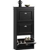 SoBuy Scarpiera Salvaspazio Slim Legno - Mobile Scarpiera Ingresso Moderna 3 Ante a Ribalta, per Ingresso, Corridoio o Camera da Letto 53x24x117cm Nera FSR94-SCH