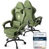 Huracan Sedia da gaming con massaggio lombare, Sedia da Gamer ergonomica, in tessuto di velluto, Poltrona da Gaming con poggiatesta regolabile e cuscino lombare, poggiapiedi, verde