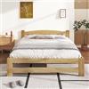 Moimhear Letto in legno massiccio futon, letto matrimoniale, in legno massello naturale, con testiera e rete a doghe, letto per ragazzi, letto per adulti, 140 x 200 cm