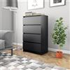 Kavolet Cassettiera con 4 cassetti, credenza per soggiorno, camera da letto, 60 x 35 x 98,5 cm, colore nero