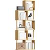 HOMCOM Libreria Scaffale 5 Ripiani a Forma di S 62.5x23x165 cm Color Legno | in Bambù, Suddivisi, Libreria Verticale Salvaspazio Slim, Scaffale Portaoggetti, Soggiorno Camera da Letto Ufficio