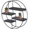 Mendler Scaffale mensola portaoggetti pensile 4 Ripiani HWC-K76 Rotondo 45x45x11cm Ferro Verniciato Legno - Grigio Scuro