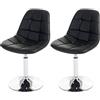Mendler Set 2X sedie girevoli Sgabello HWC-A60 Design Moderno Sala Pranzo - Ecopelle Nero