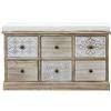 Rebecca Mobili Panchetta Da Interno, Panca Bagno, Legno di Paulownia, Beige Bianco, Stile Shabby, Seduta Imbottita, Ingresso - Misure: 49 x 77,5 x 35 cm (HxLxP) - Art. RE6538
