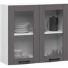 AKORD | Pensile da Cucina a Parete - Vetrina Sospesa in Vetro 80 cm, H720 | 2 Ripiani e 2 Anta Armadio da Cucina | Componibile Mobili da Cucine Armadi | Pannello laminato | Bianco & Grigio Grafite
