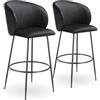 tectake® Set da 2 Sgabelli, Sgabello da Bar alto con Schienale Imbottito in Velluto con poggiapiedi, Gambe in Acciaio Zincato, Piedini Antiscivolo, Per Cucina, Bar, Sgabello da Bistrot - Nero/Nero