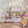 [en.casa] Scaffale per Cameretta con Ripiani 2 Scatole Porta Giochi Contenitori a Scaletta per Bambini Mobile Organizzatore a Misura di Bimbi - Design a Unicorno