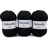 Woolove - Catenella - Filato misto in cotone ecologico e poliestere Ideale per amigurumi - certificato Oeko-Tex Standard 100 per Ferri/uncinetto: 3.00/4.00 - Nero 115 3 pz 300 gr