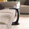 [en.casa] Tavolino per Divano a Forma di C Tavolino Laterale con Rotelle Consolle Portatile Tavolo Basso Serviletto 40 x 37 x 56 cm Effetto Marmo Nero