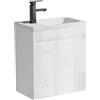 UEV Mobile da Bagno Sospeso 50 cm con Lavabo in Resina, 3-in-1 Set Arredo Bagno con Rubinetto Efficiente, Scarico POP-UP, Mobiletto con Ampio Spazio di Archiviazione