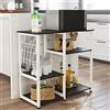 SogesPower Scaffale da Cucina per Microonde con Ganci a Forma di S, Scaffale Mobile Cucina a 3 Livelli per Utensili da Cucina e Spezie, 90 x 40 x 83 cm Nero