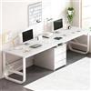 Generic Scrivania doppia con cassetti per casa, ufficio, gaming, scrittura, studio, tavolo per due persone, bianco (240 x 50 x 72,9 cm)