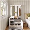 UTTQEW Set di appendiabiti da parete, con specchio, 4 ganci, scarpiera e scarpiera, set con ripiano, guardaroba compatto, mobili da corridoio, 100 x 40 x 180 cm, bianco
