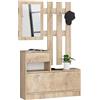 AKORD | Guardaroba Completo 2 Pezzi | Scarpiera con Piano e Cassetto 90 x 70 x 25 cm | e Appendiabiti a Muro con Specchio 90 x 100 cm | Set Completo Ingresso | Peso 39 kg | Rovere di Sonoma