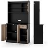 KOMFOTTEU Credenza Alta da Cucina 180 cm, Mobile Cucina Dispensa con Fori per Cavi, Mobile Buffet con 4 Ripiani Regolabili, 3 Armadi, per Soggiorno, Sala da Pranzo, 100 x 40 x 180 cm (Nero)