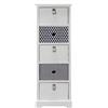 Rebecca Mobili Cassettiera Stretta, Comodino Alto, 5 Cassetti, Bianco Grigio, Moderno, Legno Mdf, Per Cameretta Bagno - Misure: 93 x 30 x 25 cm (HxLxP) - Art. RE6600