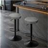 STOOLINK Sgabello da Bar Set di 2 Sgabelli da Cucina Regolabile in Altezza, Sgabelli Cucina Pelle in Microfibra, Sgabelli Alto Girevole a 360°, Sgabelli Bar con Poggiapiedi-Grigio