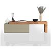 WHOUS Mobile Porta TV CHRONOS per Soggiorno con 1 Anta a Ribalta, Mobile Tv Regolabile per Salotto in Legno, 180/290x40x51 cm, Tortora Opaco e Rovere