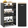 COSTWAY Carrello Portaoggetti a 4 Ripiani, Carrello da Cucina con Maniglia Laterale e Ruote, Carrellino Scorrevole Salvaspazio Slim e Sottile (30 cm,Naturale+nero)