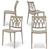 REDÒKASA Set 4 sedie in polipropilene QUEEN, MADE IN ITALY, impilabile, resistente ai raggi UV, design moderno, ideale per sala da pranzo, cucina, bar, ristoranti o giardino (Corda, 4)