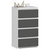 AKORD | Cassettiera a 4 Cassetti | Credenza Alta | Moderna Mobiletto per Soggiorno Sala da Pranzo Camera da Letto Corridoio Bagno | Armadio Cameretta | 35x40x74 cm | Bianco | Grigio Grafite