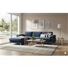 CONCEPT USINE | Divano angolare in velluto 4-5 posti | Design Galway Blu | Larghezza 262 cm | Angolo sinistro | Comfort ultra lussuoso | Struttura in legno robusta | Piedi in metallo | Stile moderno