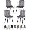 GrandCA HOME Set di 4 Sedie da Pranzo con Seduta Imbottita in Velluto, Sedie da Cucina Moderne con Gambe in Metallo, Grigio-HL