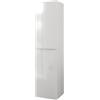 Inbagno Colonna bagno sospesa bianco lucido H 136 cm in legno MDF, ante reversibili soft-close e ripiani in vetro