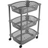 Acan Tradineur Carrello Verdulero con Ruote Modello HG Realizzato in Plastica Multiuso per Organizzare gli Spazi Domestici - 3 Cestini - 61,5 x 41 x 30 cm - Grigio