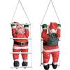 [en.casa] Figura di Babbo Natale Arrampicatore su Scala di Corda - Altezza Totale 85 cm - Decorazione Natalizia per Uso Interno/Esterno