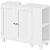 Soberine mobiletto bagno salvaspazio, Ripiani Regolabili, 2 Scomparti dietro l'Anta, per Lavabi con Colonna, con Piedini, 75x30x62 cm, Bianco