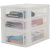 Iris Ohyama Cassettiera in Plastica, Portaoggetti, 2 Cassetti Piccoli e 1 Medio, Bianco, Apertura Facile, Formato A4, Trasparente, Per Ufficio, Documenti, Forniture e Accessori, Senza BPA, OCH-2021