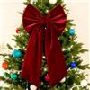 Generico Grande Fiocchi Puntale per Albero di Natale 90 X 45 Cm, Gigante Fiocchi in Velluto Bordeaux Natalizie per Decorazione Albero, Porta, Finestrino, Auto, Caminos