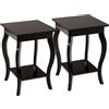 LIFEZEAL Set di 2 Comodini Camera da Letto, Comò, in Legno, Tavolino da Notte a 2 Ripiani, Tavolino Basso da Divano, Portaoggetti, Semplice, Moderno, Max 17kg, Soggiorno, Salotto, 40x40x60cm, Marrone