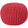 Homescapes, pouf poggiapiedi imbottito lavorato a maglia, 100% cotone, ideale in salotto, per bambini o anziani, Tessuto, Red, 40 x 35 cm